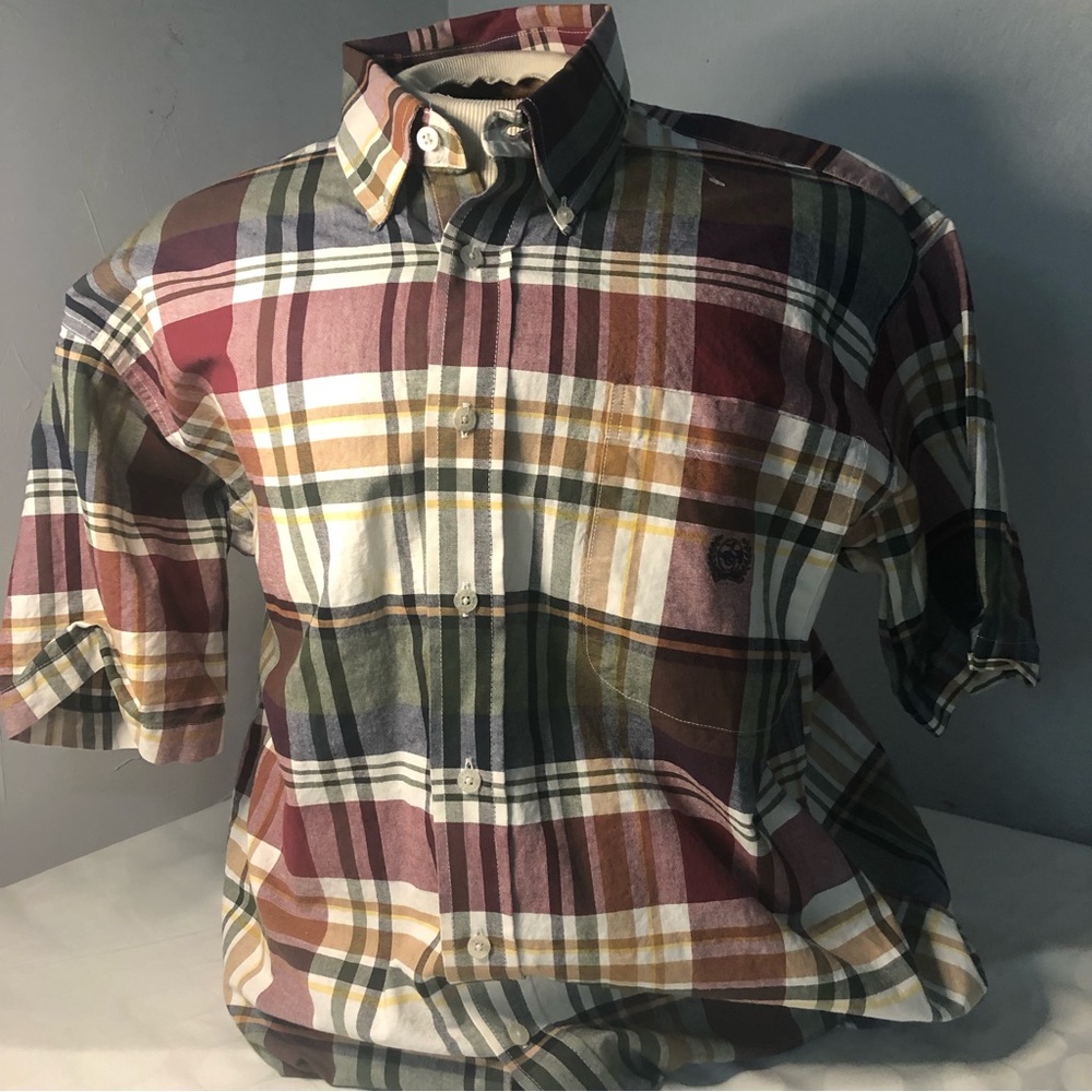 Cinch Mens Button Down Shirt Long Sleeve Size Medium Green/Red/Cream Plaid